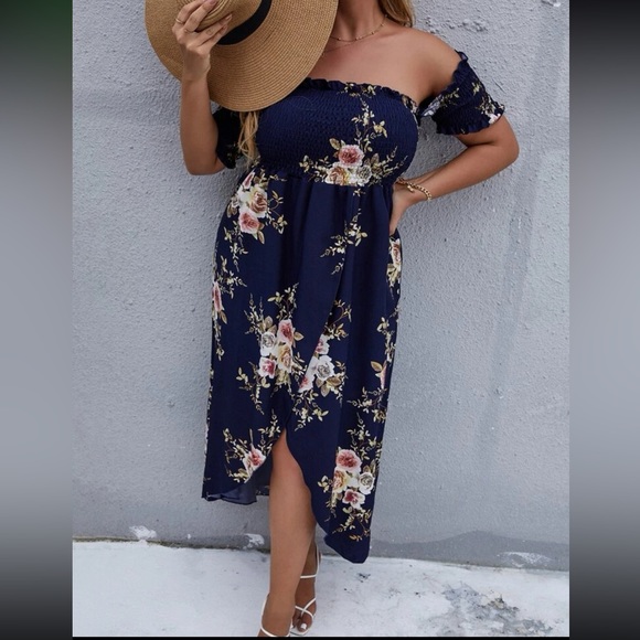 Boho floral print shirred high low dress - Picture 4 of 13